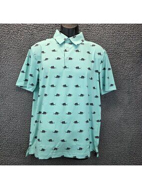 Scales Polo Shirt S Seafoam Green Marlin Ocean Nautical Resort Yacht Club Preppy